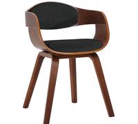 CLP Sedia Visitatore In Tessuto I Sedia Rétro Con Braccioli Imbottita I Sedia Pranzo In Legno, Colore:noce/nero