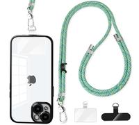 BESUMYN Cordino per Telefono a Tracolla con 2 Patch Portatili, Cinturino per Cellulare Universale, Regolabile Cordino Tracolla per iPhone Huawei Samsung e Tutti Gli Smartphone (Verde)