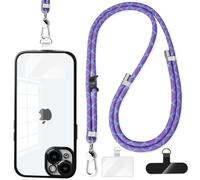 BESUMYN Cordino per Telefono a Tracolla con 2 Patch Portatili, Cinturino per Cellulare Universale, Regolabile Cordino Tracolla per iPhone Huawei Samsung e Tutti Gli Smartphone (Viola)