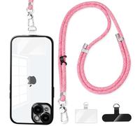 BESUMYN Cordino per Telefono a Tracolla con 2 Patch Portatili, Cinturino per Cellulare Universale, Regolabile Cordino Tracolla per iPhone Huawei Samsung e Tutti Gli Smartphone (Rosa)