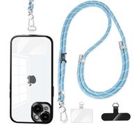 BESUMYN Cordino per Telefono a Tracolla con 2 Patch Portatili, Cinturino per Cellulare Universale, Regolabile Cordino Tracolla per iPhone Huawei Samsung e Tutti Gli Smartphone (Blu)