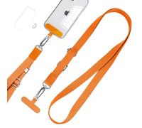 BESUMYN Cordino per Telefono a Tracolla con 2 Toppa Portatili, Cinturino per Cellulare Universale, Regolabile Cordino Tracolla per iPhone Huawei Samsung e Tutti Gli Smartphone (Arancia)