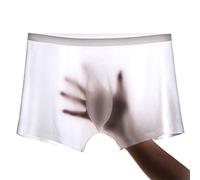 besurJameso Biancheria Intima da Uomo 3D Stereo Stamping Monopezzo Boxer da Uomo in Seta di Ghiaccio Traspirante Senza Cuciture Sexy Trasparente Slip Trasparente Bianco US XL, Bianco, X-Large