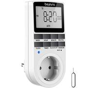 Besvic Timer Presa Elettrica Digitale, Spina Timer Temporizzata Programmabile con 10 Programmi ON/OFF, Modalità Casuale Antifurto, Temporizzata Elettronica Digitale(16A/3680W)