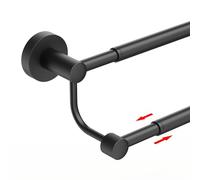 BESy Adjustable 16-26 Inches Double Bath Towel Bar for Bathroom SUS304 Stainless Steel Towel Holder, Hotel Style Wall Mount with Screws Hand Towel Bar Towel Rack Rod Hanger, Matte Black Finish
