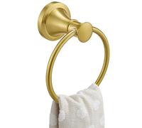 BESy Portasciugamani da bagno in oro spazzolato, supporto per asciugamano ad anello per asciugamano, supporto per bagno a parete antiruggine SUS 304 in acciaio inox