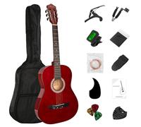 BESYOU Chitarra acustica da 15 pezzi, chitarra da viaggio da 96,5 cm, set per principianti, chitarra pratica introduttiva per bambini, studenti, con custodia morbida per chitarra, manuale di