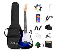 Besyou Chitarra elettrica da 99 cm, kit per principianti con amplificatore Classic SSS Pickup completo di custodia da concerto, accordatore, capotasto, tracolla, plettri, avvolgicorde, blu
