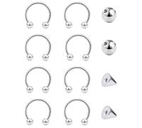 Besyvvin 16G Fer à Cheval Nez Lèvre Septum Anneau Helix Piercing Acciaio Inossidabile 10mm Argento Circulaire Barbells Sourcil Cartilage Daith Boucles d'oreilles Bijoux de Piercing