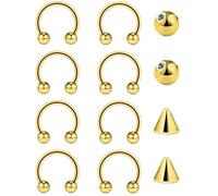 Besyvvin 16G Fer à Cheval Nez Lèvre Septum Anneau Helix Piercing Acciaio Inossidabile 8mm Oro Circulaire Barbells Sourcil Cartilage Daith Boucles d'oreilles Bijoux de Piercing