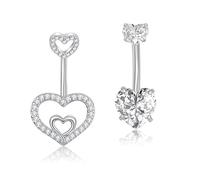 Besyvvin 2 pièces anneaux de nombril en forme de cœur 10 mm bijoux de piercing en argent pour femmes en acier inoxydable