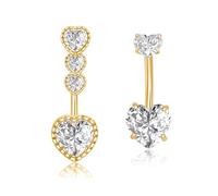 Besyvvin 2 pièces Piercing cœur pour nombril Anneaux de nombril 10mm Acier chirurgical doré Bijoux de piercing pour femmes