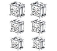 Besyvvin 6pcs magnetico orecchino Stud 5/6/7mm CZ acciaio inox falso orecchino d'argento non piercing per donne uomini clip su orecchini