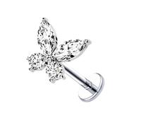 Besyvvin 925 Argento Sterling Piercing al labbro 6mm 8mm 10mm Elica Tragus Labret Cartilagine Stud Farfalla 16G Gioielli Piercing