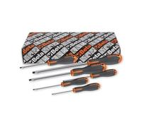 Beta 1201E/S6 - Set di 6 Giraviti Evox per Viti a Testa con Intaglio, Cromati con Punta Nera, Impugnatura Ergonomica, Lunghezze da 75 a 200 mm - Utensile Professionale per Officina e Manutenzione