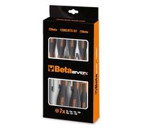 Beta 1208E/RTX-D7 - Set 7 Giraviti Evox Tamper-Resistant Torx®, Cromo con Punte Nere, Impugnatura Bi-materiale Ergonomica, Misure T9-T30 - Utensili Professionali
