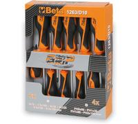 Beta 1263/D10 Set Cacciaviti Cromati 10 Pezzi Professionali Punta Taglio e PH