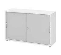 BETA 1752S | Armadietto con porte scorrevoli chiudibili a chiave | 2 altezze - Manico ad arco di metallo Bianco/Grigio