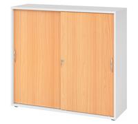 BETA 1753S | Armadietto con porte scorrevoli chiudibili a chiave | 3 altezze - Bianco/Faggio Manico ad arco di metallo