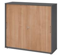BETA 1753S | Armadietto con porte scorrevoli chiudibili a chiave | 3 altezze - Grafite/Noce Maniglia in metallo