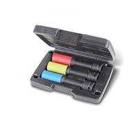 Beta 720LCL/C3 - Serie di 3 chiavi a bussola macchina lunghe colorate con inserti polimerici per dadi ruote in valigetta di plastica