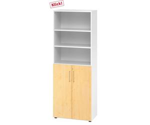 BETA 9 | Armadio multiuso con ante | 6 altezze - Bianco/Acero