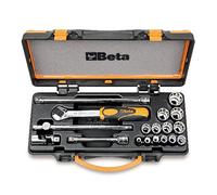 BETA 910AS/C13 - Assortimento 13 chiavi a bussola poligonali e 5 accessori in cassetta di lamiera