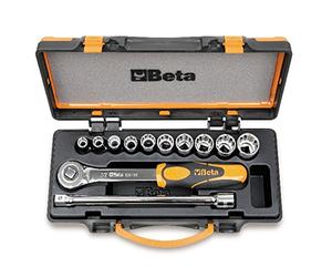 BETA 920AS/C10 - Assortimento di 10 chiavi a bussola poligonali e 2 accessori in cassetta di lamiera