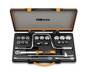 BETA 920AS/C15 - Assortimento di 15 chiavi a bussola poligonali e 6 accessori in cassetta di lamiera