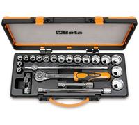 BETA 920AS/C17X - Assortimento di 17 chiavi a bussola poligonali e 5 accessori in cassetta di lamiera