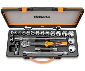 BETA 920AS/C17X - Assortimento di 17 chiavi a bussola poligonali e 5 accessori in cassetta di lamiera