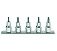 Beta 920RTX/SB5 - Serie di 5 chiavi a bussola maschio per viti con impronta tamper resistant Torx (art. 920rtx) su supporto