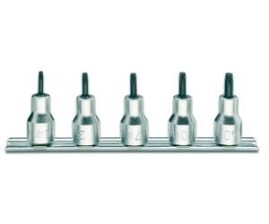 Beta 920RTX/SB5 - Serie di 5 chiavi a bussola maschio per viti con impronta tamper resistant Torx (art. 920rtx) su supporto