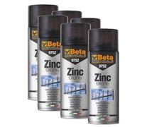 BETA 9752 Chemicals 6 Bombolette Vernice Spray Zinco Chiaro, 400ml | Elevato Potere Coprente, Zicatura per Ferro Zinc 98%