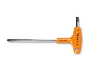 BETA - Chiave a Brugola con Impugnatura a T e Punta Sferica Professionale, Chiave Maschio Esagonale Piegata Cromata Alta Coppia, Chiave per Serraggio Viti Esagonali in Spazi Ristretti, Serie 96TBP