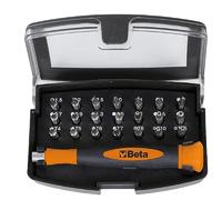 BETA - Microgiravite con 21 Inserti Intercambiabili 4 mm con Impugnatura Magnetica, Set Giravite di Precisione con Inserti Phillips Pozidriv Torx e Lama Piatta per Elettronica, BW 1256/C21-1