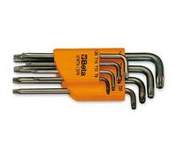 BETA - Serie 8 Chiavi Maschio Piegate Tamper Resistant Torx Brunite con Supporto in Plastica, Set Chiavi Torx Antimanomissione Professionali per Serraggio Viti Torx con Foro Centrale, 97RTX/SC8
