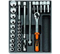 Beta - T80 Termoformato rigido in ABS, incluse nella confezione bussole esagonali da 1/2", 2 prolunghe, 1 snodo, 1 quadro maschio e 1 cricchetto reversibile, 024240080