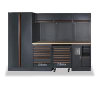BETA Utensili_8054809214405, Arredo Officina 3mt Piano in Legno + Armadio Unisex Adulto, Nero, Taglia Unica