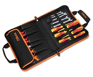 BETA - Valigetta Pieghevole con Assortimento di 24 Utensili per Elettricisti, Set Attrezzi Professionale con Giraviti Isolati 1000V Pinza Tronchesi e Chiavi, in Tessuto Tecnico, 2001/BZ24 MQ