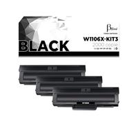 Betaink Kit 3 Toner (CON CHIP) Compatibile per HP 106A 106X W1106A W1106X per Laser 107a 107r 107w per MFP 135a 135r 135w 135wg 137fnw 137fwg (3 Nero, con Chip) da 2000 copie