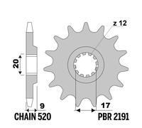 BETAMOTOR REV 3 TRIAL 200 2004-2005 pignone PBR passo 520 12 Denti