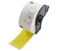 BETCKEY - 1 Rotolo DK-11208 Etichette per Indirizzi Compatibile con Brother, 38mm x 90mm, 400 Etichette Colorate Giallo per Stampanti di Etichette Brother QL