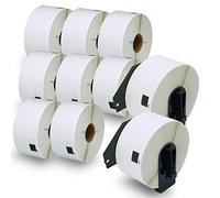 BETCKEY - 10 Rotoli DK-11208 Etichette per Indirizzi Compatibile con Brother, 38mm x 90mm, 4000 Etichette per Stampanti di Etichette Brother QL (2 Portaetichette Riutilizzabili)