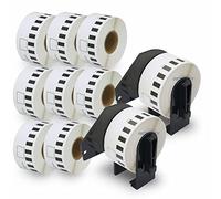 BETCKEY - 10 Rotoli DK-22211 Etichette di Pellicola a lunghezza Continua Compatibile con Brother, 29mm x 15.24m, 10 Etichette per Stampanti di Etichette Brother QL (2 Portaetichette Riutilizzabili)