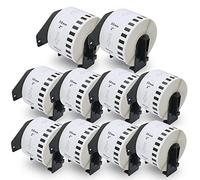 BETCKEY - 10 Rotoli DK-22223 Etichette a Lunghezza Continua Compatibile con Brother, 50mm x 30.48m, 10 Etichette per Stampanti di Etichette Brother QL