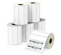 BETCKEY - 102mm x 25mm(4 in x 1 in) Perforated Etichette Termiche Polivalenti Compatibile con stampanti Zebra e altre [6 Rotoli/8250 Etichette]