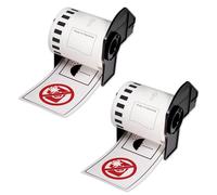 BETCKEY - 2 Rotoli DK-22251 Etichette a Lunghezza Continua, Rosso/Nero su Bianco Compatibile con Brother, 62mm x 15.24m, 2 Etichette per Stampanti di Etichette Brother QL