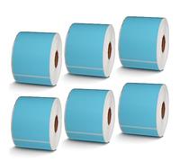 BETCKEY - 5,7 x 10,2 cm Etichette multiuso e di spedizione compatibili con stampanti Zebra e Rollo, adesivo premium e perforato [azzurro, 6 rotoli, 2100 etichette]