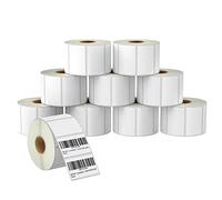 BETCKEY - 57mm x 32mm(2,25 in x 1,25 in) Perforated Etichette Termiche per Codice a Barre e Uso Multiplo Compatibile con stampanti Zebra e altre [10 Rotoli/10000 Etichette]